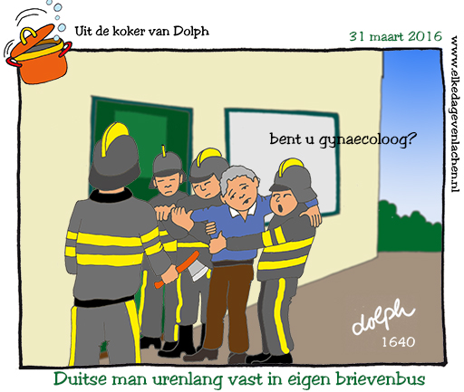 man vast in brievenbus